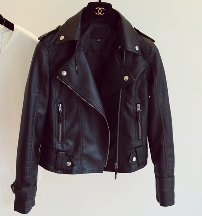 PU Leather Lapel Jacket