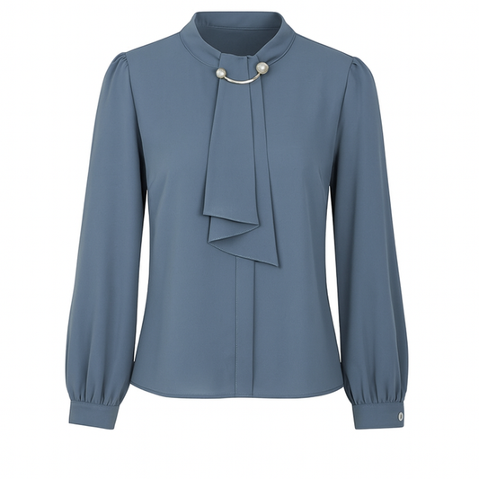 Lantern-Sleeve Korean Chiffon Top