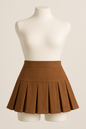 Suede Pleated A-Line Mini Skirt