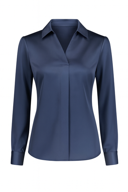 Sweet Lapel Long-Sleeve Chiffon Shirt