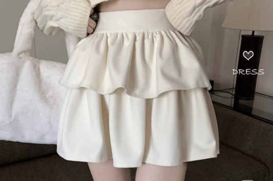 ruffled high-waisted puffy skirt