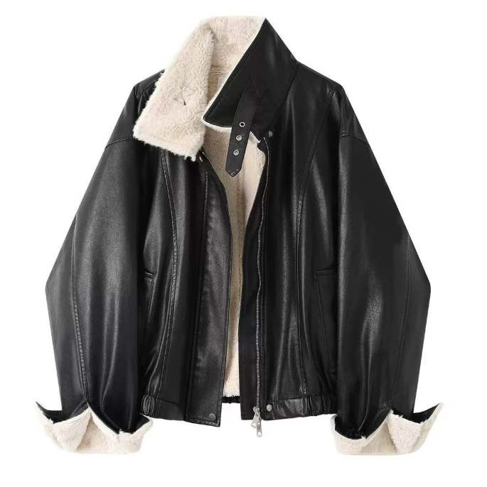 Ultra-Short Chenille Fur-Collar Jacket