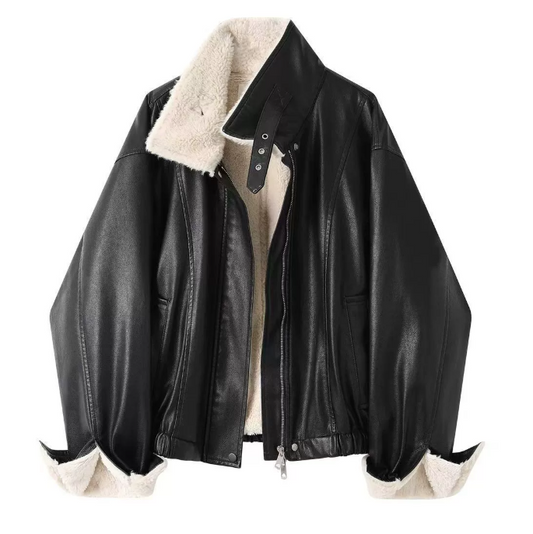 Ultra-Short Chenille Fur-Collar Jacket