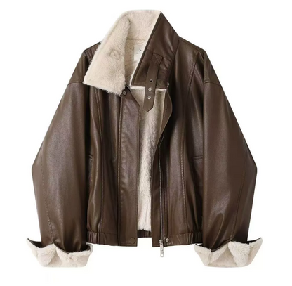 Ultra-Short Chenille Fur-Collar Jacket