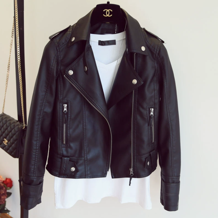 PU Leather Lapel Jacket