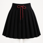 Knit Pleated Rope-Tie Mini Skirt