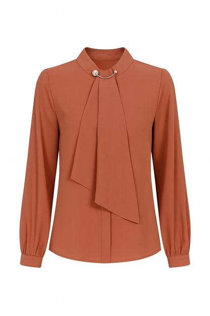 Lantern-Sleeve Korean Chiffon Top