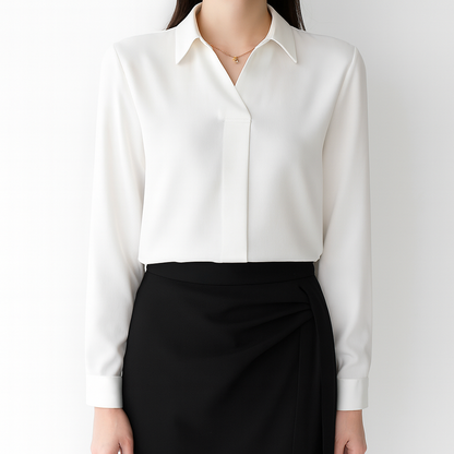 Sweet Lapel Long-Sleeve Chiffon Shirt