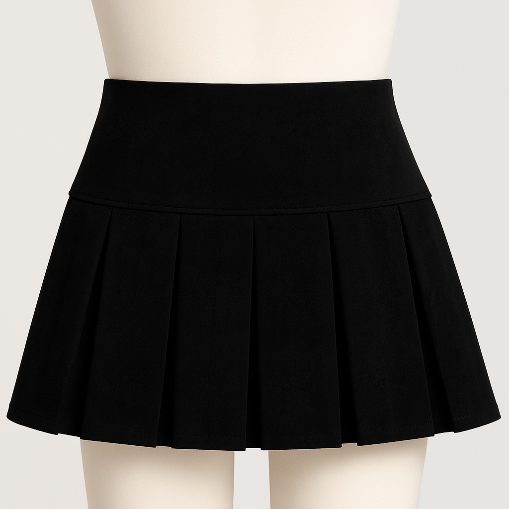 Suede Pleated A-Line Mini Skirt