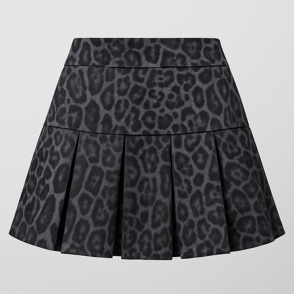 Suede Pleated A-Line Mini Skirt