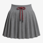 Knit Pleated Rope-Tie Mini Skirt