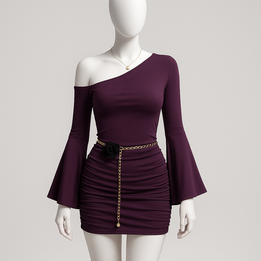 Trumpet Sleeve Pleated dress