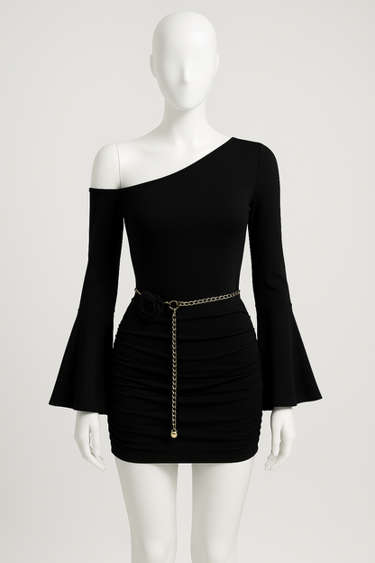 Trumpet Sleeve Pleated dress