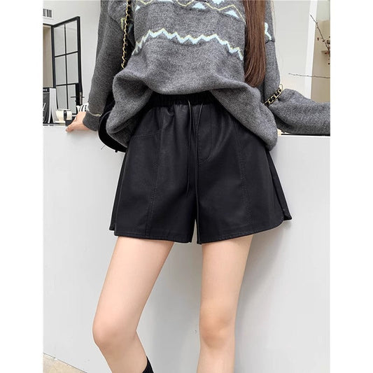 high-waisted leather shorts