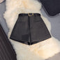 High-Waist Woolen Straight Shorts