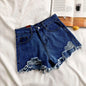 Ripped High-Waisted Denim Shorts