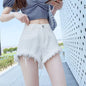 High-Waist Slim-Look Pink Denim Shorts