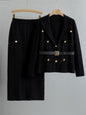 Cross-Border Knitted Suit Collar Coat & Skirt Set