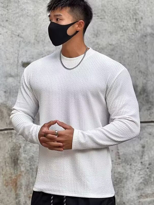 Round Neck Long-Sleeved Men's Activewear T-Shirt