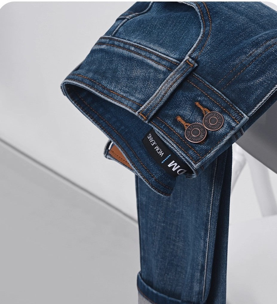 Blue High-Waist Pencil Pants