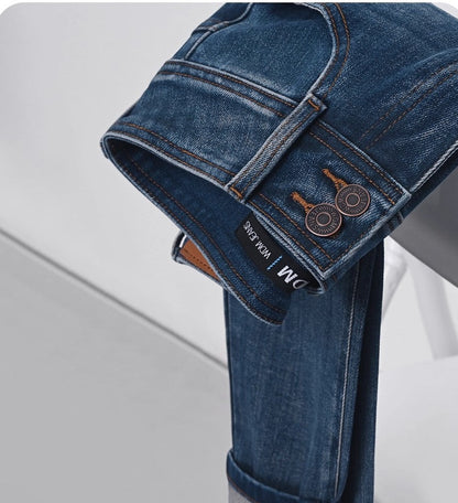 Blue High-Waist Pencil Pants