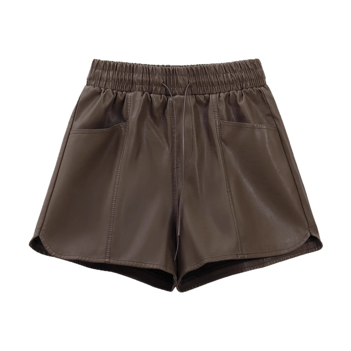 high-waisted leather shorts