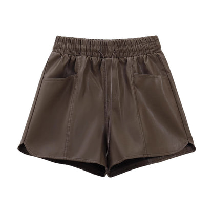 high-waisted leather shorts