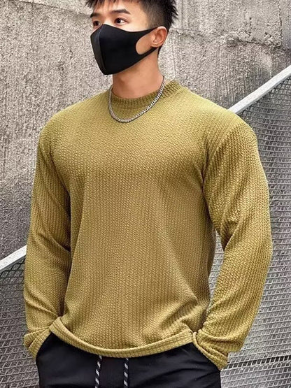 Round Neck Long-Sleeved Men's Activewear T-Shirt
