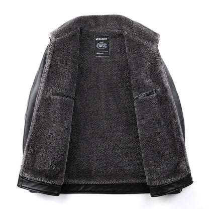 Winter Men’s Thickened Lapel Leather Jacket