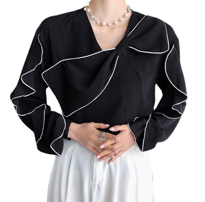 Commuter Long Sleeve Doll Collar Chiffon Shirt