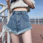 High-Waist Slim-Look Pink Denim Shorts