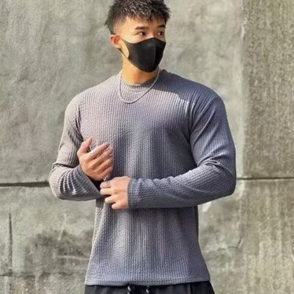 Round Neck Long-Sleeved Men's Activewear T-Shirt