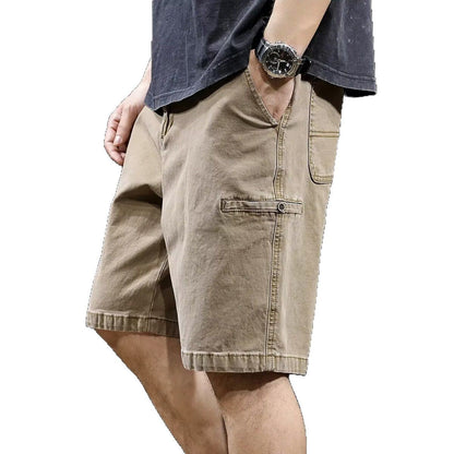 Thin-Denim Mid-Length Shorts