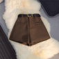 High-Waist Woolen Straight Shorts