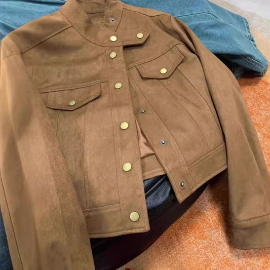 Minimalist POLO Collar Long-Sleeve Top