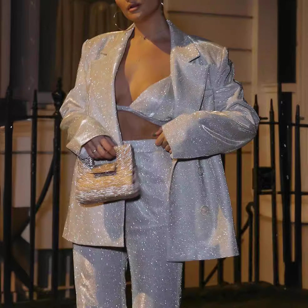 Metallic 3-Piece Suit Set