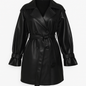 Faux-Leather Belted Trench Coat