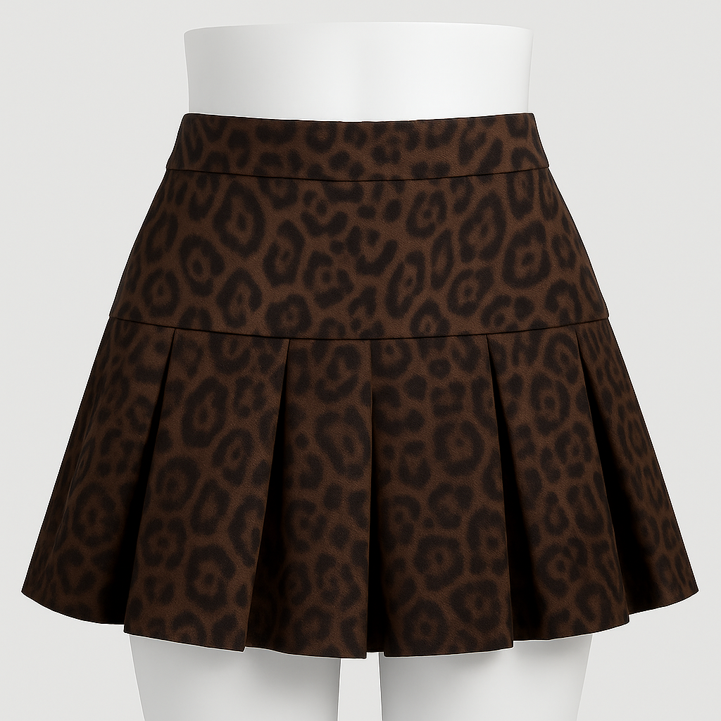 Suede Pleated A-Line Mini Skirt