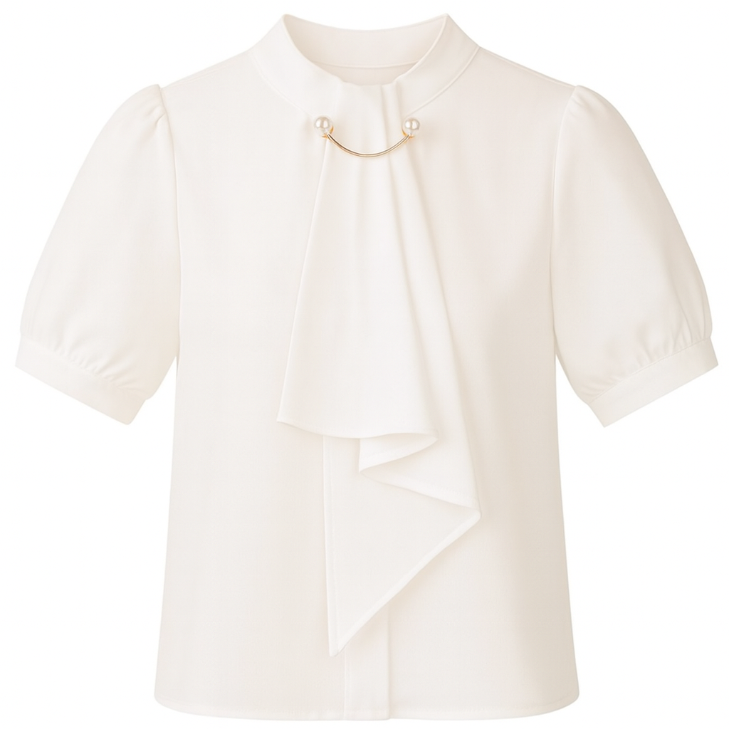 Lantern-Sleeve Korean Chiffon Top