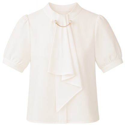 Lantern-Sleeve Korean Chiffon Top