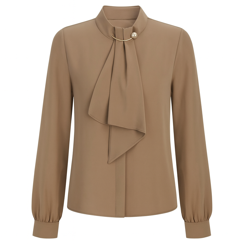 Lantern-Sleeve Korean Chiffon Top