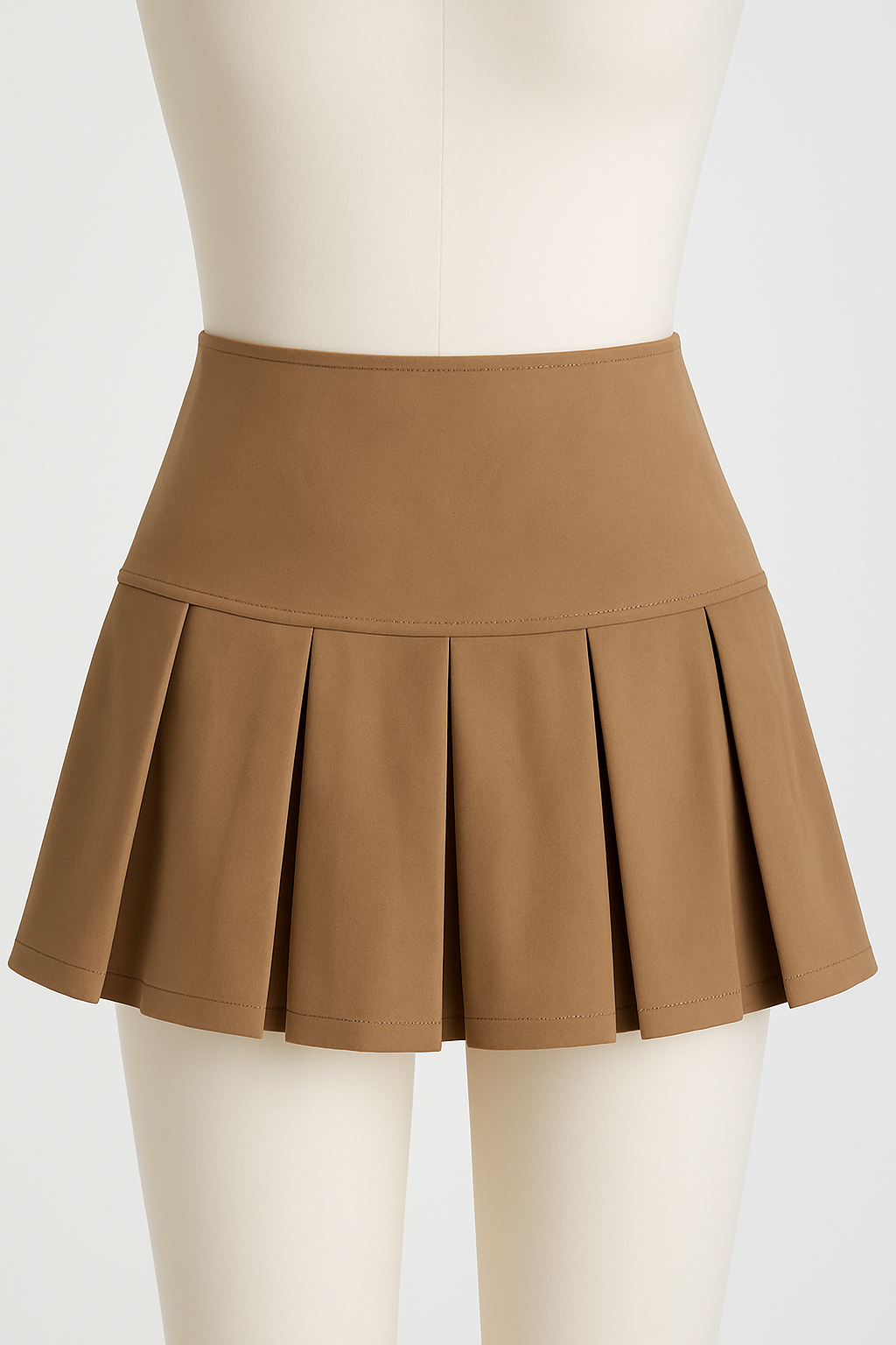 Suede Pleated A-Line Mini Skirt
